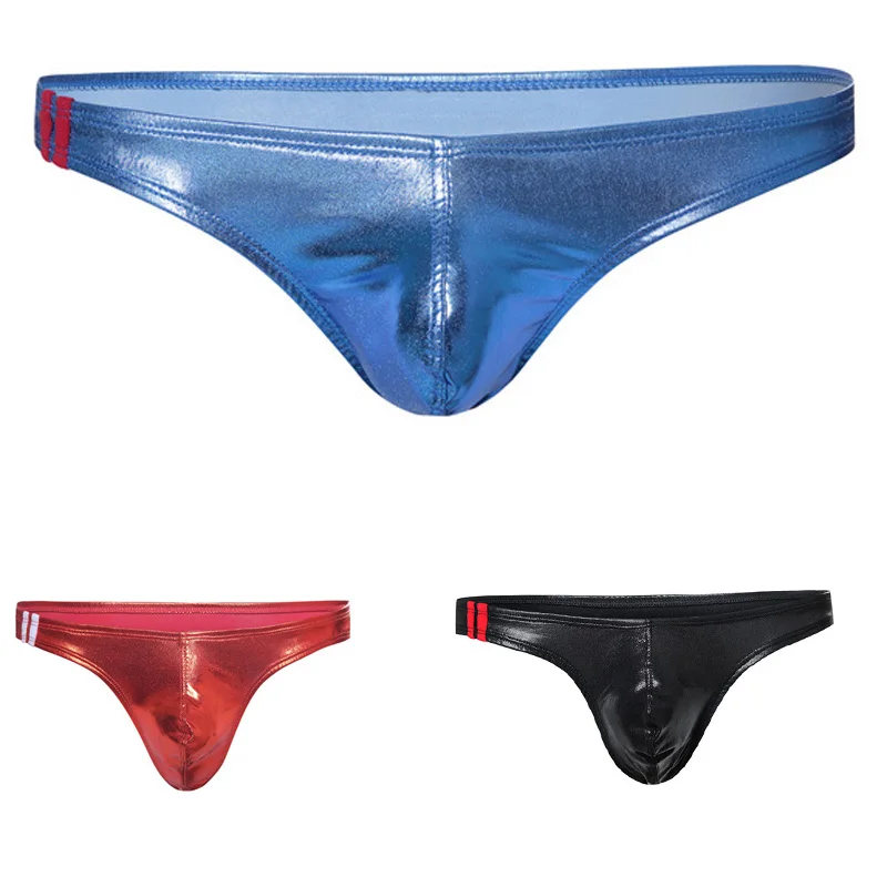 1pcs Men Underwear Leather Men Briefs Bikini G-string Thong Sexy Underwear Men Erotic Penis Mens Thongs String Homme jockstrap