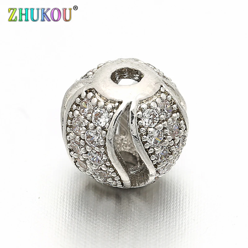 7mm Brass Cubic Zirconia Crystal Spacer Beads DIY Jewelry Bracelet Necklace Making, Hole: 1.5mm, Model: VZ21