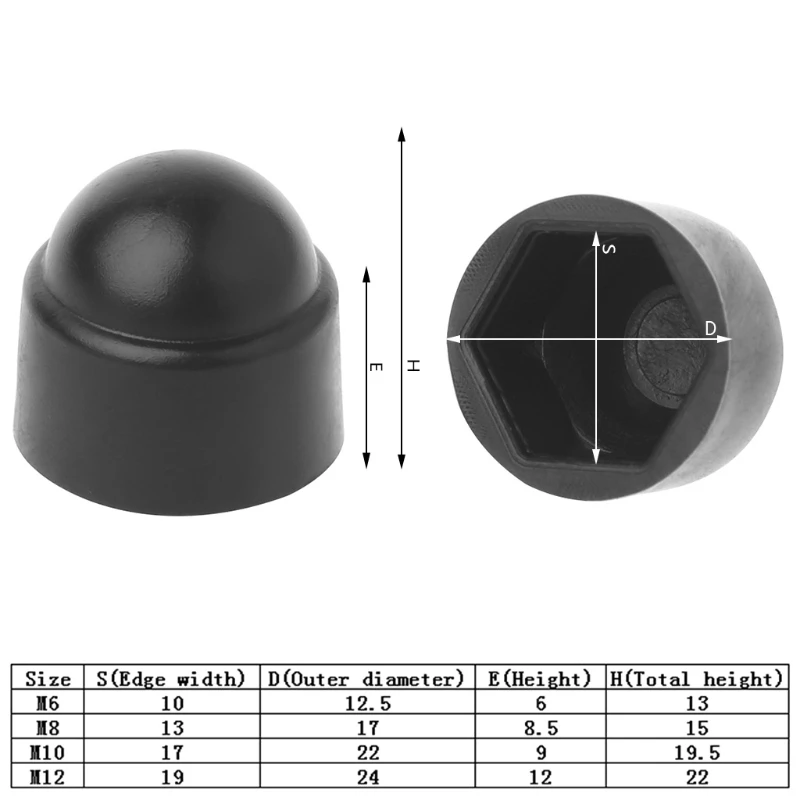 Couvercle de Protection en plastique hexagonal, 10 pièces, M6 M8 M10 M12