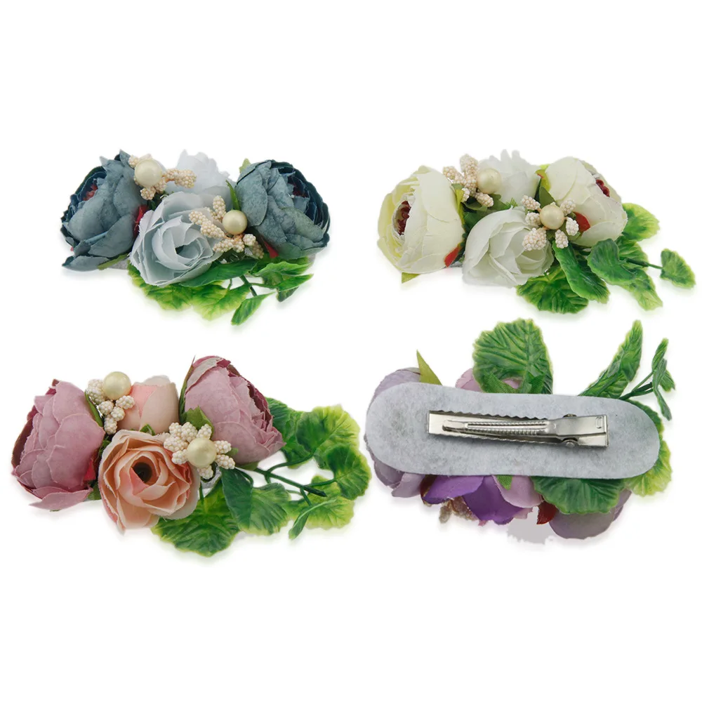 baby headband simulation Flowers Floral hair clip kids flower hairpin children hair accessories Wedding Bride Beach headwear