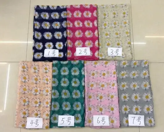 Free Shipping! 2015 New Fashion Women Daisy Scarves Flower Print  Shawls Floral Wraps And Hijab Wholesale 10pcs/LOT Mix Color