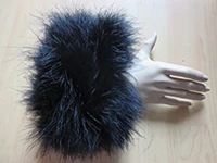 Puños de piel de pluma de avestruz Real para mujer, mangas cálidas de invierno para proteger la muñeca, un par de negros y blancos