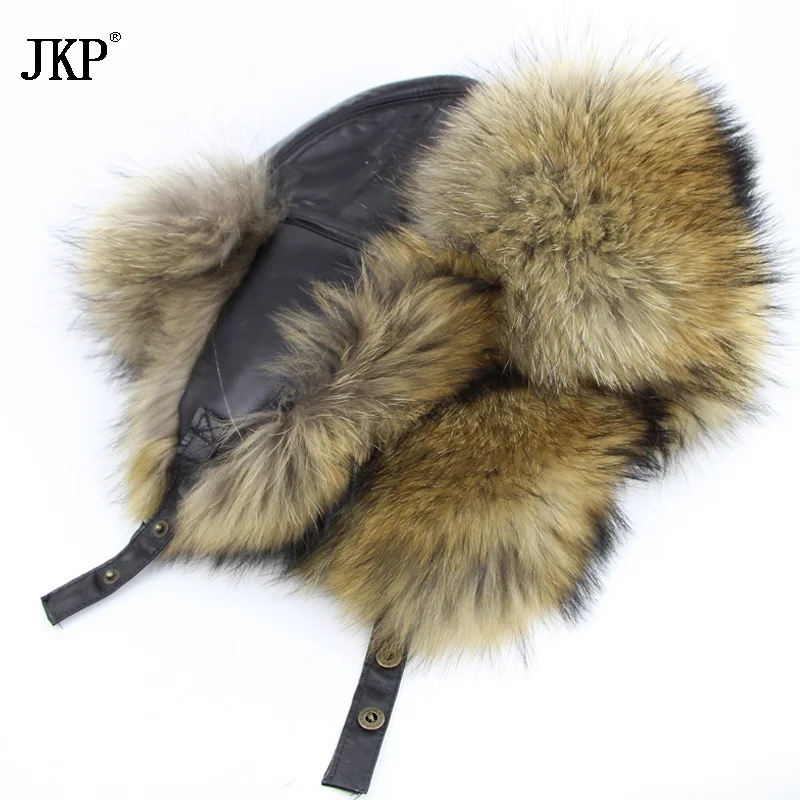 Star Men's Fur Hats 2022 Genuine Fox Fur Skin Maple Genuine Lei Feng Bomber Hats Winter Genuine Leather Russian Cap HJL-08