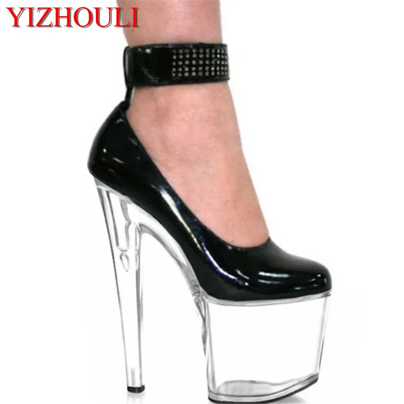 

Fashion sexy high heels, 20 cm crystal soles nightclub runway show, single shoes