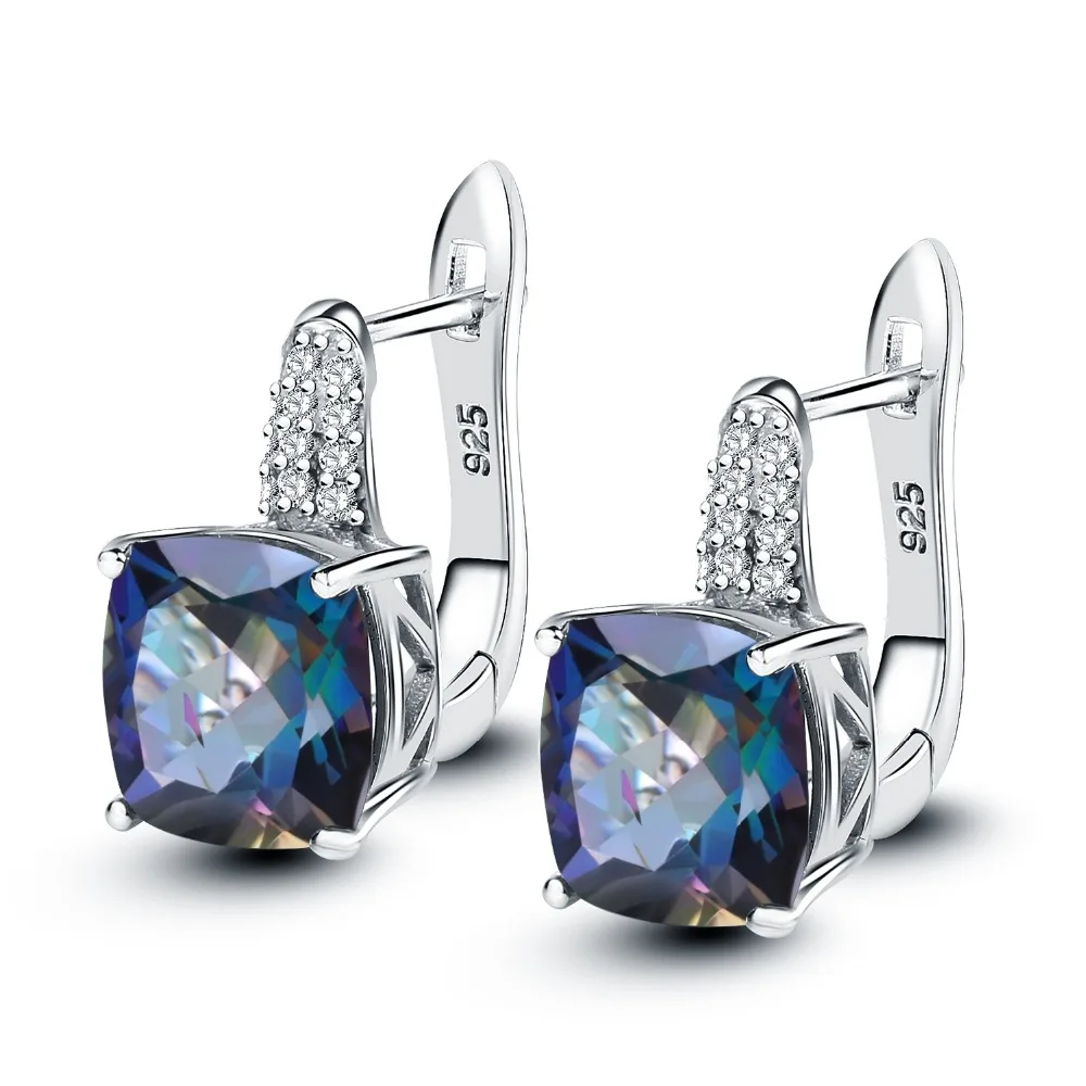 GEM\'S BALLET 7.33Ct Natural Blueish Mystic Quartz 925 Sterling Silver Vintge Gemstone Stud Earrings for Women Fine Jewelry