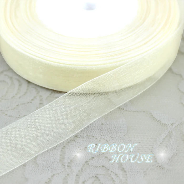 (50 yards/roll) Beige Organza Ribbons wholesale gift wrapping decoration Christmas ribbons 12/15/20/25/40/50mm