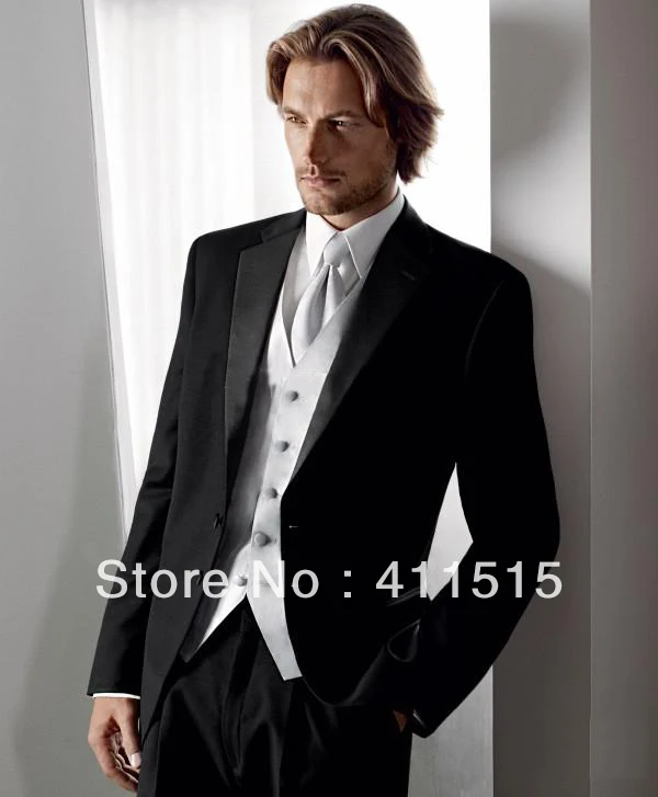 

Free shipping custom made black color cheap one button men tuxedos Ceremony Evening Party wedding Groom wear dress men Suits