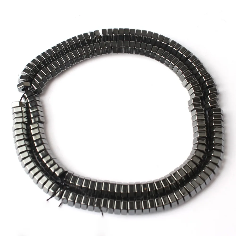 Natural Black Hematite Stone Spacer Column Ball Rondelle Cube Big Hole Beads for Jewelry Making diy Bracelet 15\'\' strand