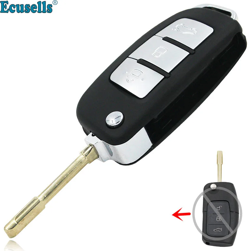 

3 Button Modified Folding flip Remote Key Shell for FORD Fiesta Mondeo Focus C-MAX S-MAX C-MAX Kuga Galaxy KA uncut FO21 blade