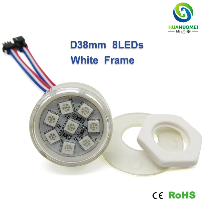 주소 지정 가능 풀 컬러 LED 모듈 픽셀 조명 UCS1903 38mm 8LED SMD 5050 RGB 디지털 전구 방수 램프 조명 모듈