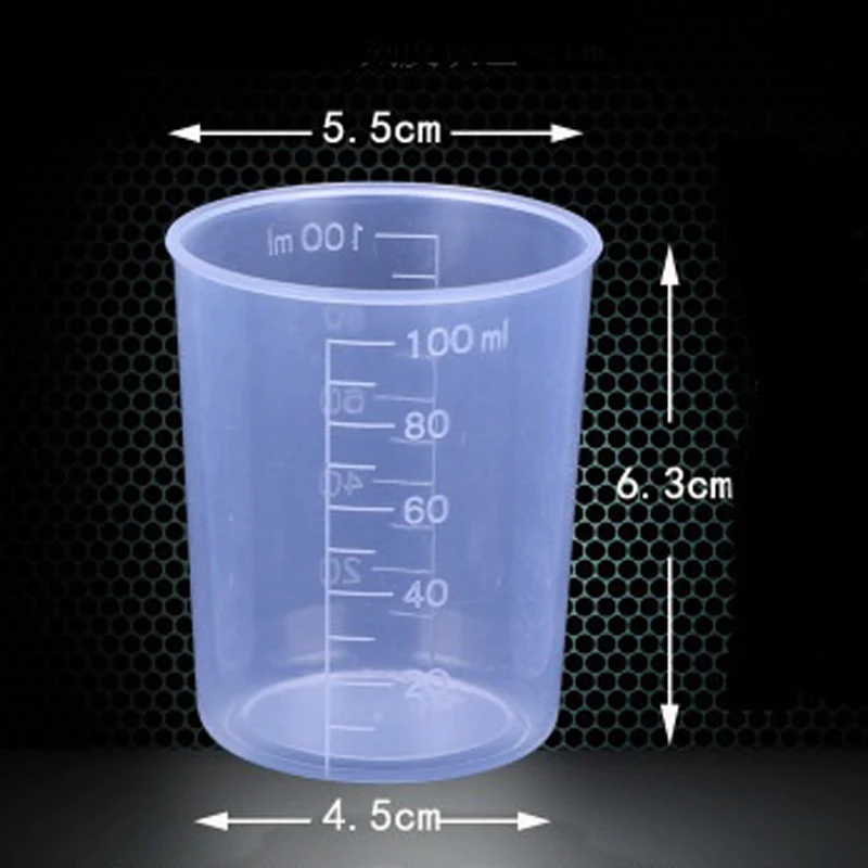 

300 шт./лот 100 мл прозрачная пластиковая мерная чашка