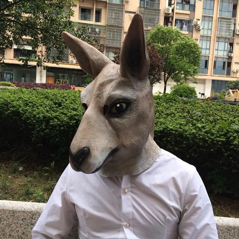 New Latex hood Animal kangaroo Cosplay mask Halloween tricky Costume Purim Carnival Masquerade Nightclub masked ball party dress