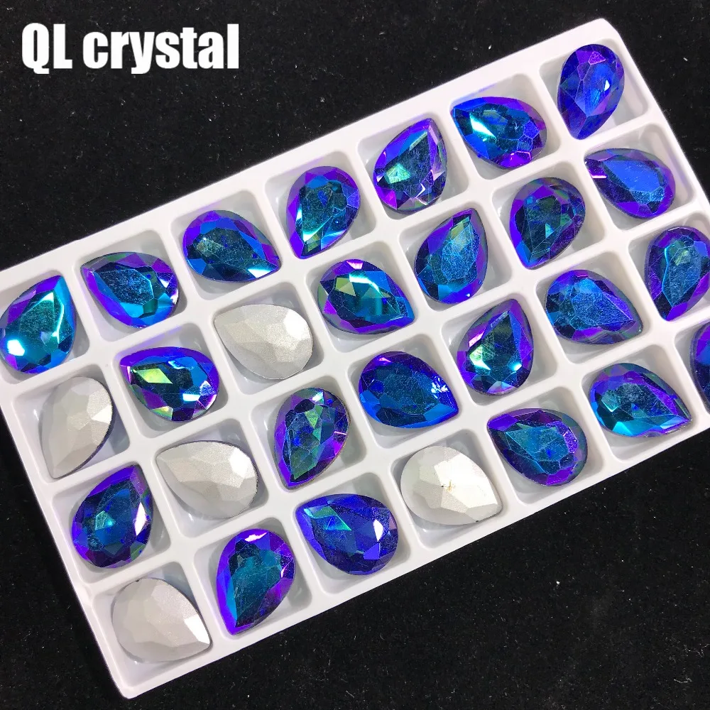 QL Crystal 13x18mm ALL COLOR  Teardrop Pointback Crystal Rhinestone High Quality for Jewelry Making DIY Accessories