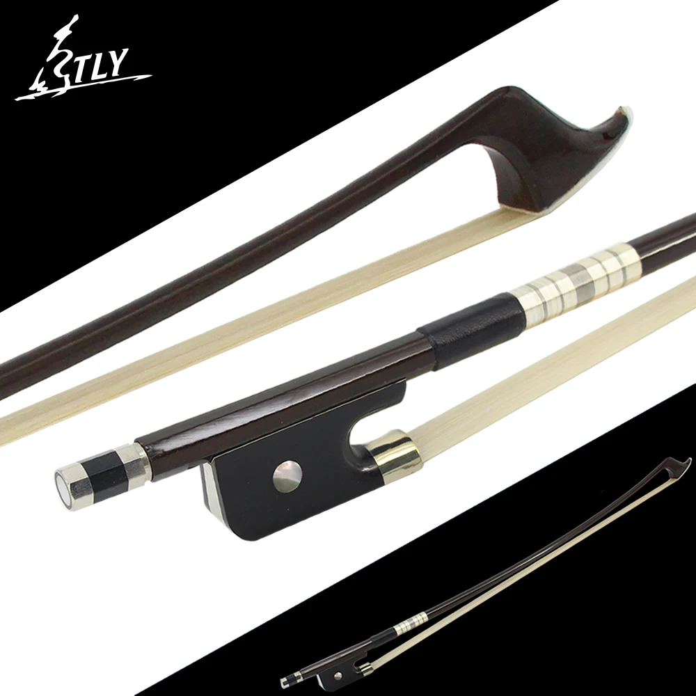 Factory Store Brown Carbon Fiber French-style 4/4 Double Bass Bow White Horsehair Fisheye Inlayed Ebony Frog Colored Shell