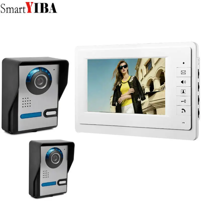 

7 Inch Video Door Phone Doorbell Intercom Kit 1~2-camera with1-monitor Night Vision with 1000TVL Camera