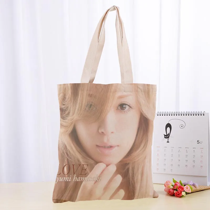 High Quality Ayumi Hamasaki Canvas Tote Bag Fashion Durable Women Student Cotton Linen Handbag Printed Shopping Bags Custom logo