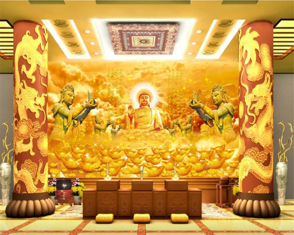 

beibehang Custom Wallpaper Great Leiyin Temple Buddha 3D Background Wall Living Room Bedroom TV Background walls 3d wallpaper