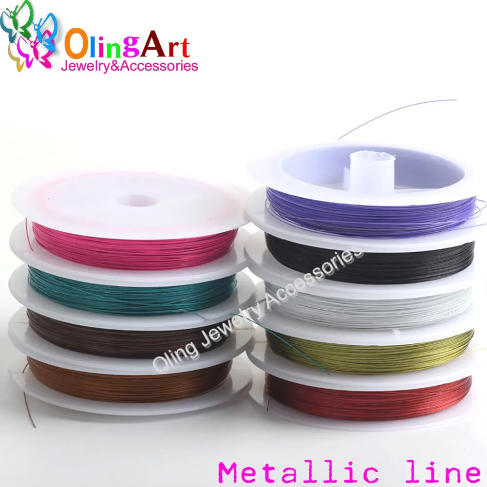 OlingArt 60m*0.38mm 1/Roll Enameled Tiger Tail Wire Ropes Accessories Line Multiple Colour DIY Bracelet Necklace Jewelry Making