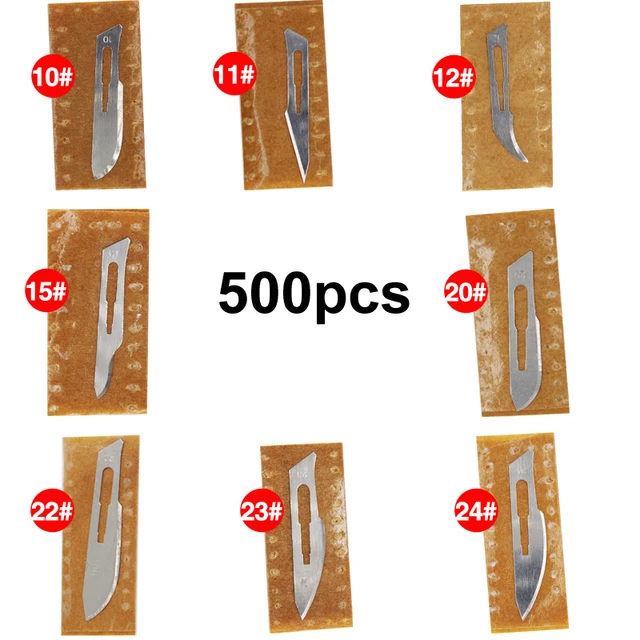 500szt Ostrze 10 #   11 #   15 #   20 #   23 #   24 #   Narzędzia do naprawy otworów skalpela chirurgicznego Nóż do jednorazowego użytku sterylne/telefon komórkowy/piękno/zrób to sam