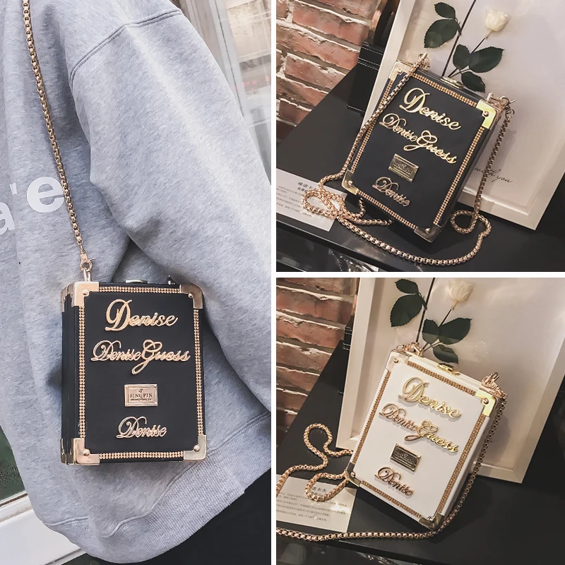 Fashion Luxury Letter Diamond Box Style Pu Female Shoulder Bag Tote Crossbody Mini Messenger Bag Party Clutch Bag Handbag Flap