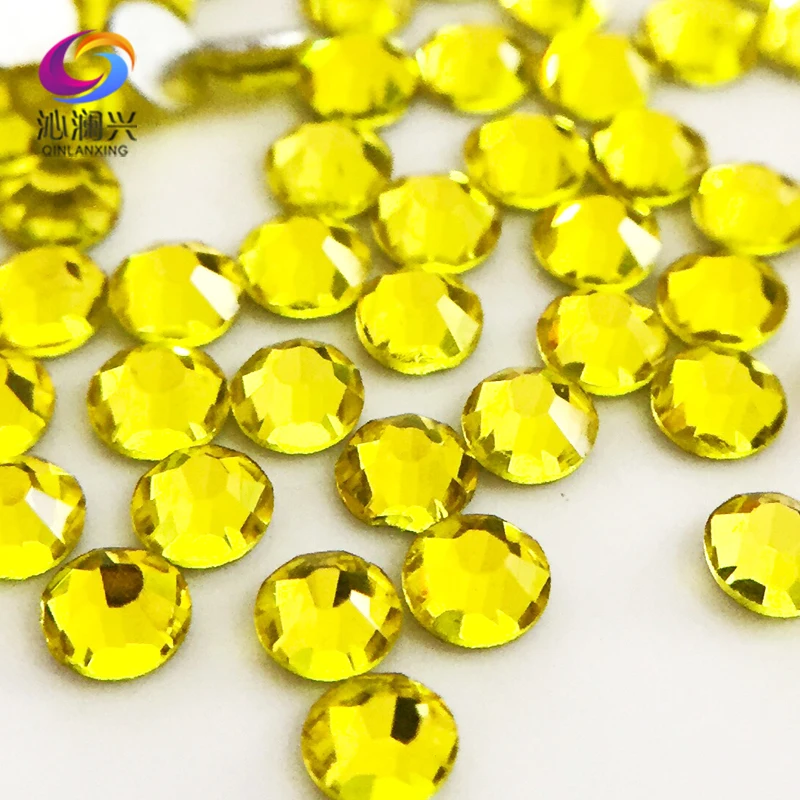 SS3-SS34 Lemon Yellow Color Non HotFix Flatback Top-level Glass Crystal 3D Nail Art Rhinestones Diy Decorations MFNMH