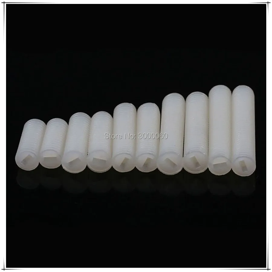 M4 M5 M6 M8 Headless White Plastic Nylon Grub Set Screws 200pcs/lot