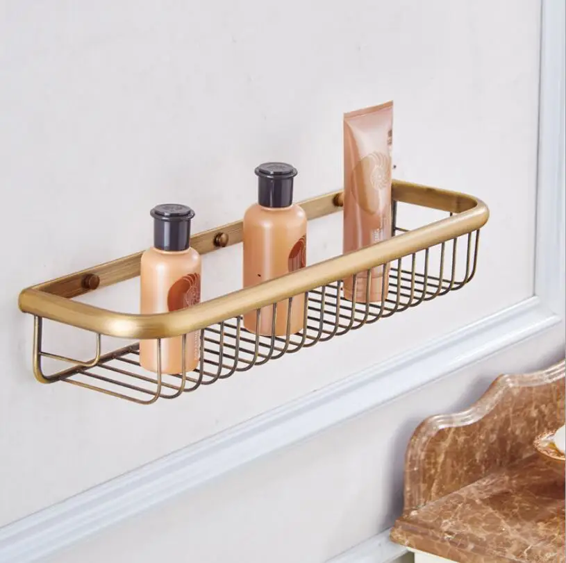 45CM Wall Mounted Antique/Black/Gold/Rose Gold/Chrome Bathroom Soap Basket Brass Bath Shower Shelf Soap Basket Holder