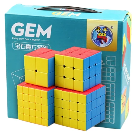 ShengShou Gem 4 Magic Cubes Bundle - 2x2 3x3 4x4 5x5 Stickerless Cube