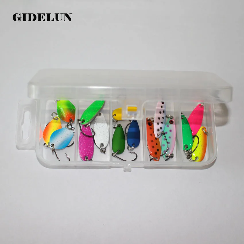 

hot sale 15pcs spoon lure 1pcs fishing box swimbait artificial metal fishing lure free shipping pesca fishing tackle