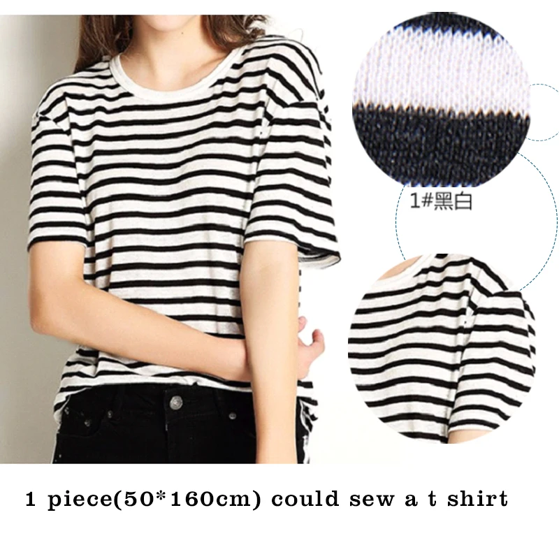 Knit Linen Jersey Fabric Stripe Pattern For Sewing Summer Dress Not See Through 50*180cm/Piece K302997