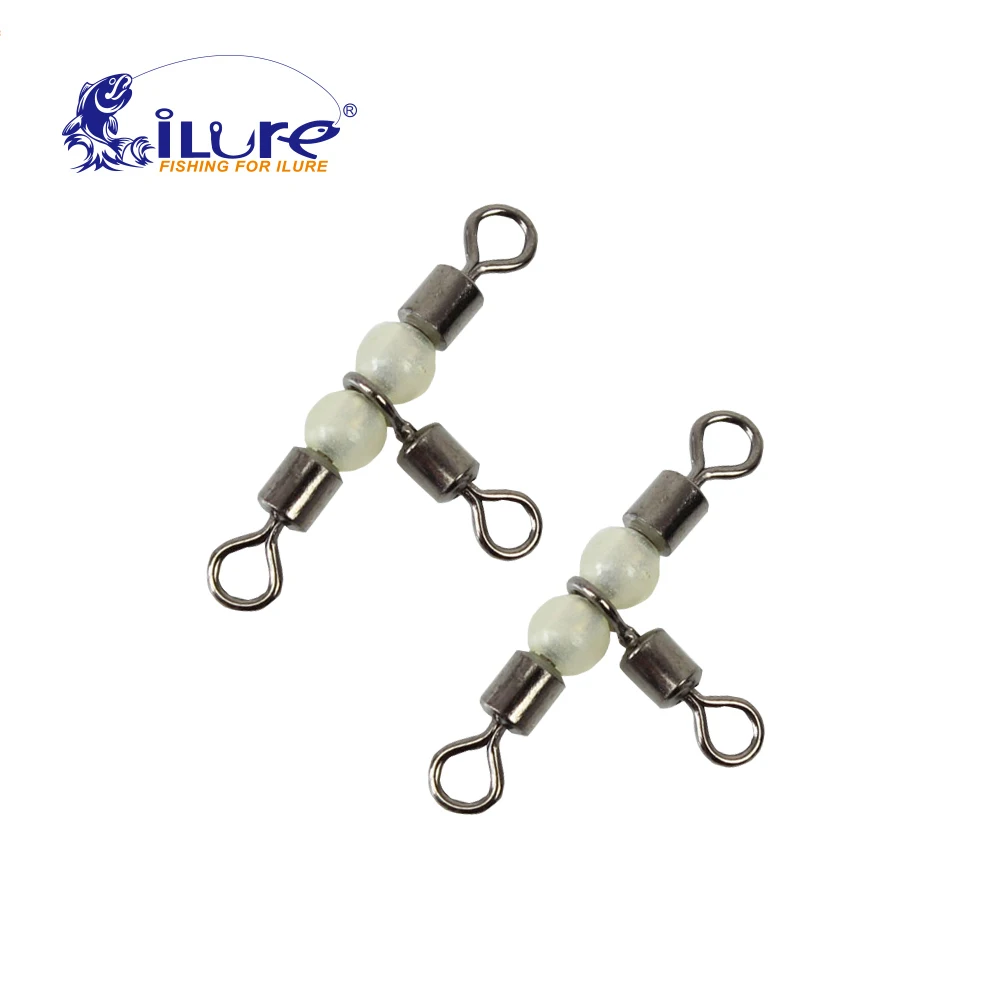 iLure 50pcs/lot Fishing Hook Connector Three Way Cross-line Rolling Swivel Fishing Accessories