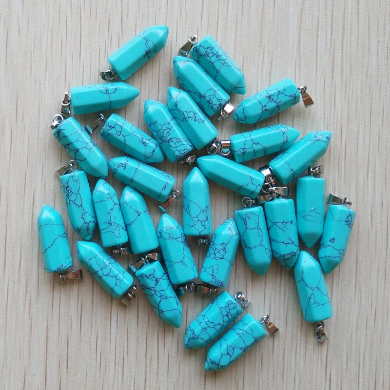 Fashion good quality natural stone mix point pillar pendants for jewelry accessories making free shipping Wholesale 50pcs/lot