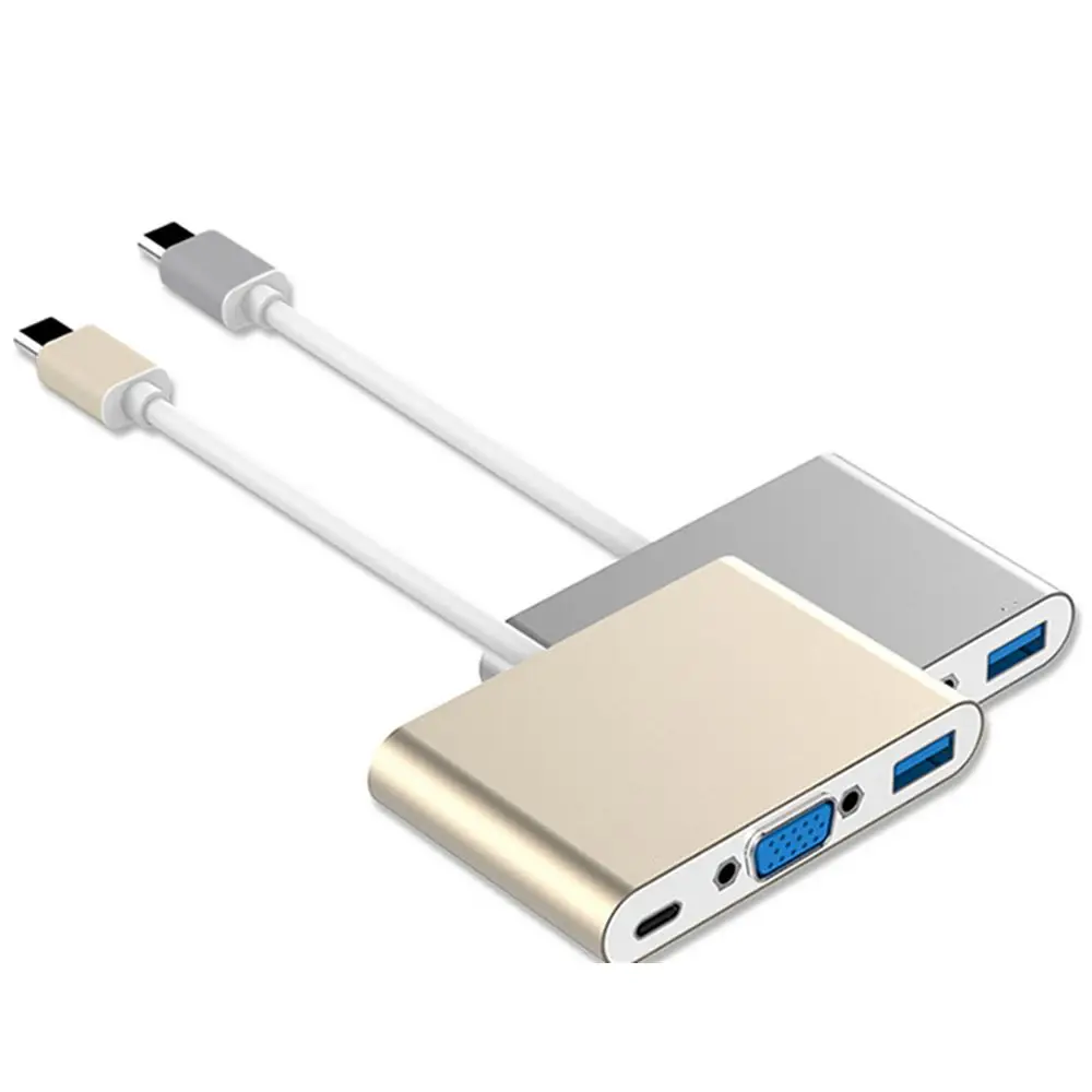 USB 3.1 Type-C To VGA/ USB3.0/ Type C Adapter Male To Female Converter Hub Charging Port For MacBook