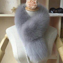 LUXURY Winter 100% Genuine Fox fur Scarves For Women Female Neck Warm 75*12cm Long Scarf Thickened Sjaal Coat Collar Neckerchief