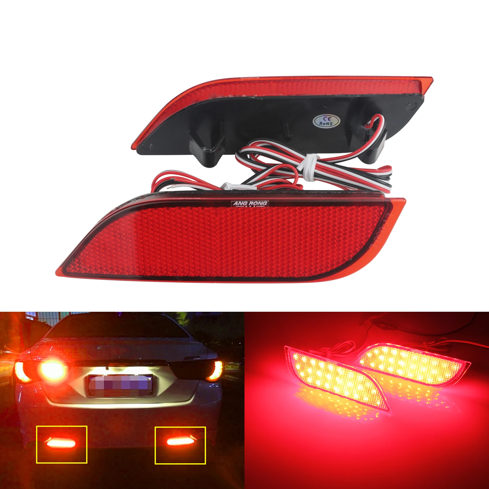 ANGRONG 2X Red LED Rear Bumper Reflector Turn Signal Brake Stop Light For Subaru  Impreza Legacy XV Crosstrek Exiga  Levorg