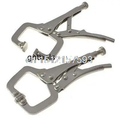 

TZ041 2PC Mini Locking Mole Grip Pliers Clamp Welding Craft C Clamp Swivel Heads