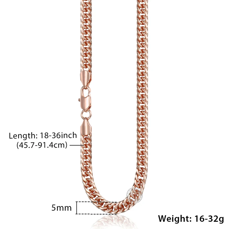 Davieslee 585 Rose Gold Color Necklace for Women Womens Chain Necklace Curb Link Wholesale Fashion Jewelry 5mm 18-36inch LGN162