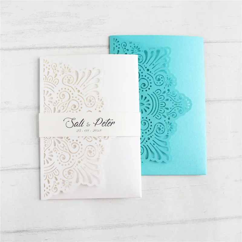 

Elegant wedding card invitation marriage with glittery insert card RSVP belly band custom printing 50pcs