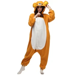 Adultos polar velo kigurumi rilakkuma cosplay traje animal onesies pijamas halloween carnaval festa de máscaras macacão