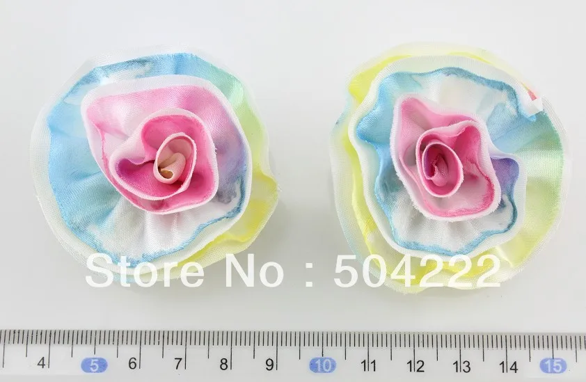 

40pcs Satin Rainbow Flowers collection for Baby headbands diy decoration BY0073