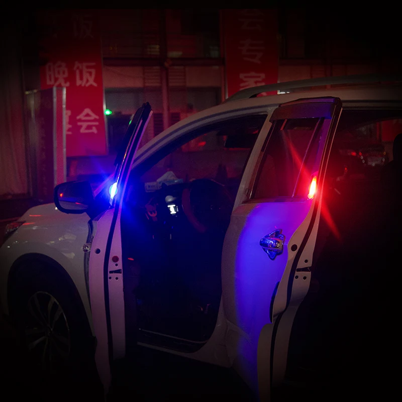 2pcs Solar Magnetic Wireless Car Door Opening Warning Lights LED Waterproof Strobe Flashing Anti-Collision signal light