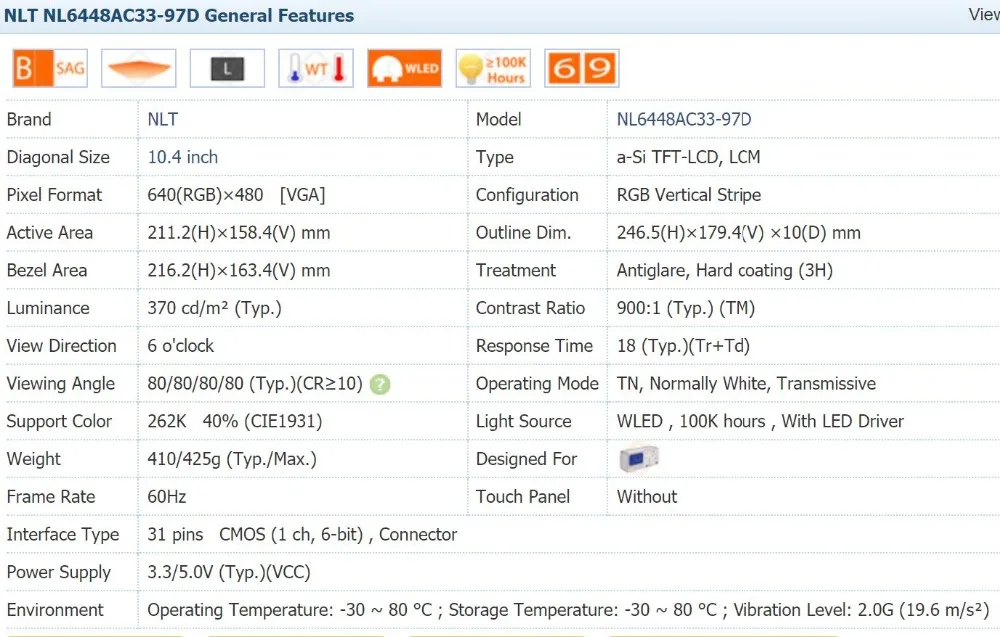 Écran LCD industriel NL6448AC33-97D pouces, 10.4x640, testé avant expédition, 480 neuf et Original