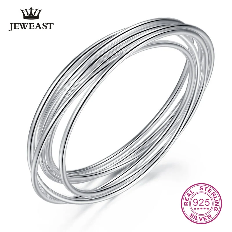 

990 Sterling Silver Bangle Closed Laps Circle Solid Smooth Bracelet Classic Simple Trendy Jewelry Women Gift 2023 Hot Sale