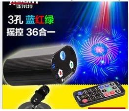 Mini remote control 3 holes 36 Figure one LED red blue and green laser stage lights Voice KTV  DJ disco lights