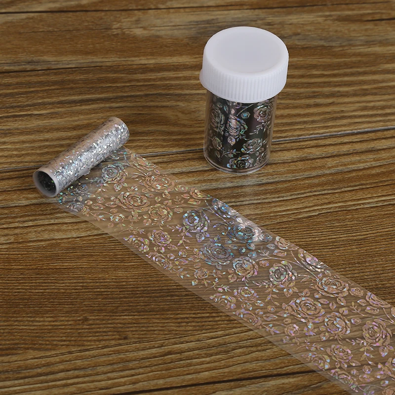 Nail Foil 4*100cm Holographic Starry Snowflake Star Rose Lace Flower Holo Laser Foil Paper Nail Art Transfer Sticker