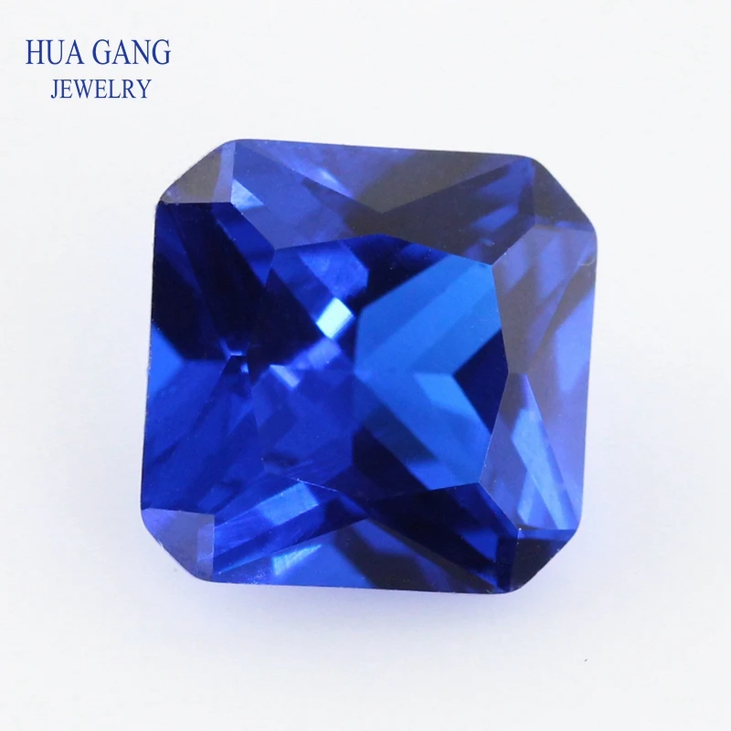 113# Blue Square Octangle Shape Princess Cut Synthetic Spinel Stone For Jewelry Size 3x3mm~10x10mm