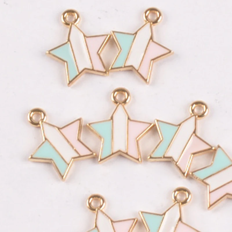 10pcs Shuangshuo Fashion Enamel star Pendant Jewelry Fashion Charms for Decoration Christma 12x14mm YKL0649