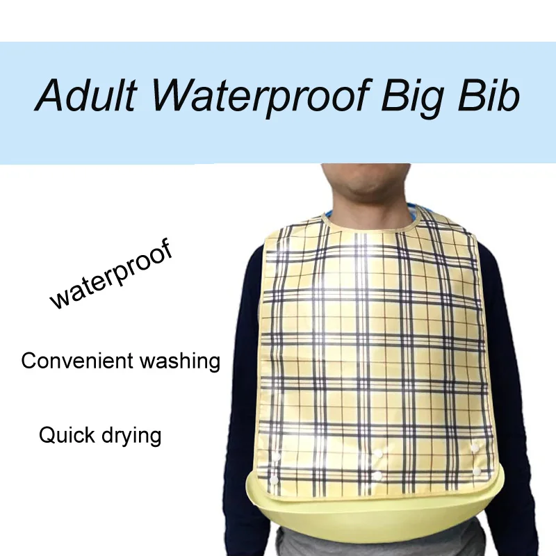 Waterproof Anti-oil Reusable Waterproof Big Size Adult Elder Mealtime Bib 1PC