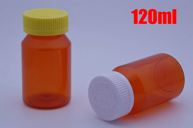 

20pcs 120ml Orange Color PET Child-proof Bottles,Capsules/Pills/Powder/Vitamin Plastic Bottles--Push down to Snscrew Caps