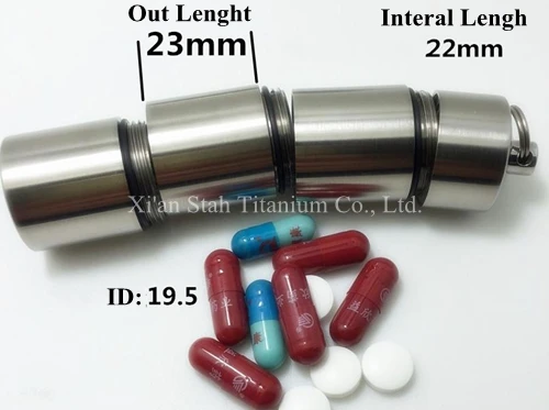 Titanium TC4 EDC 91mm Long Three Individual Cell Empty Caupsule / 3 layer Pill Box Waterproof Anti-corrossion for Outdoor